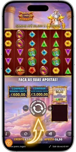 Botão spin central Gates of Olympus Super Scatter interface
